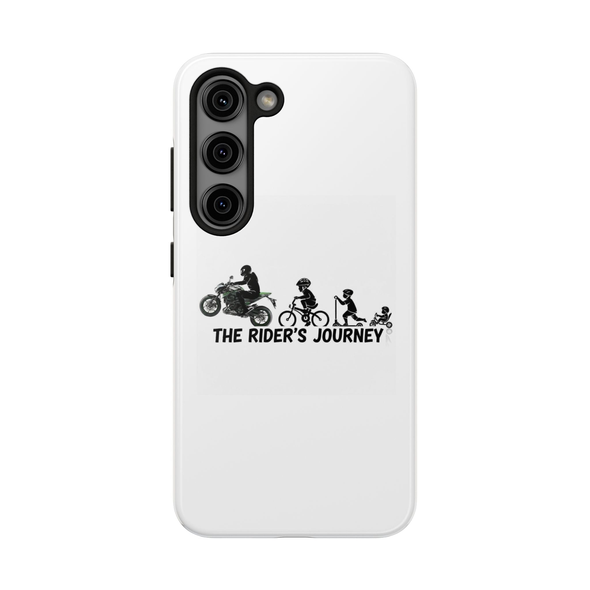 Tough Phone Case — “The Rider’s Journey” Motorcycle to Bike Silhouette Protective Cover