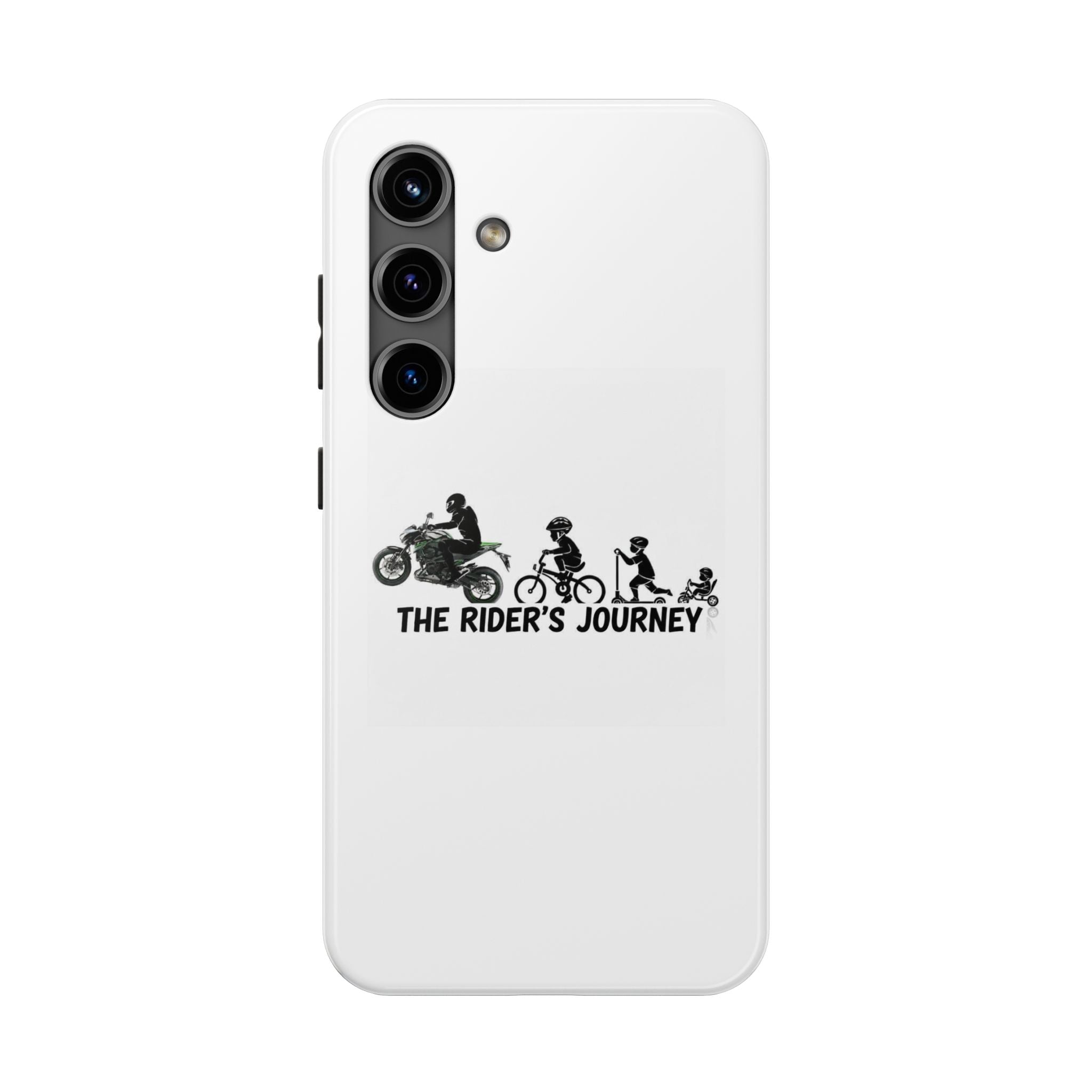 Tough Phone Case — “The Rider’s Journey” Motorcycle to Bike Silhouette Protective Cover