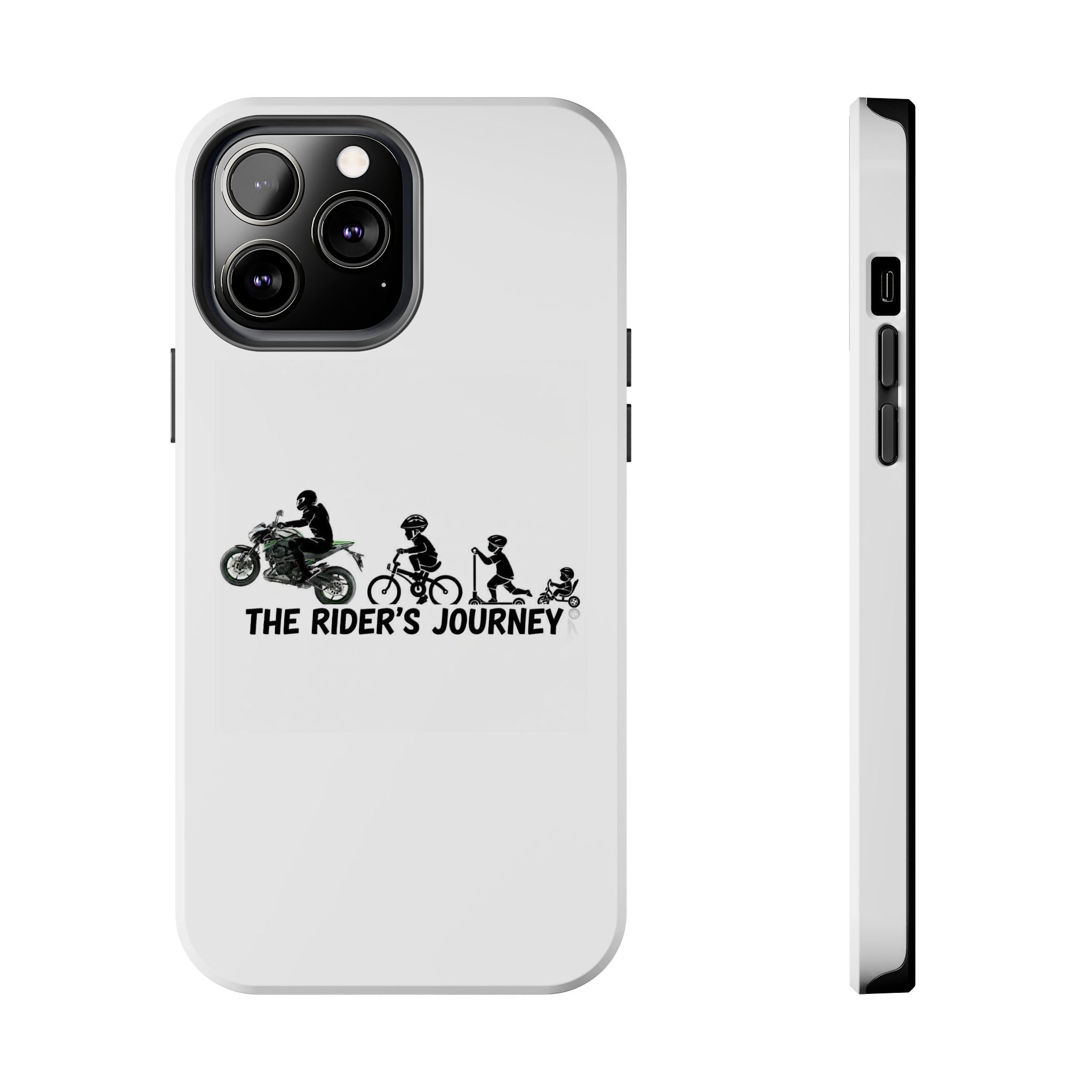 Tough Phone Case — “The Rider’s Journey” Motorcycle to Bike Silhouette Protective Cover