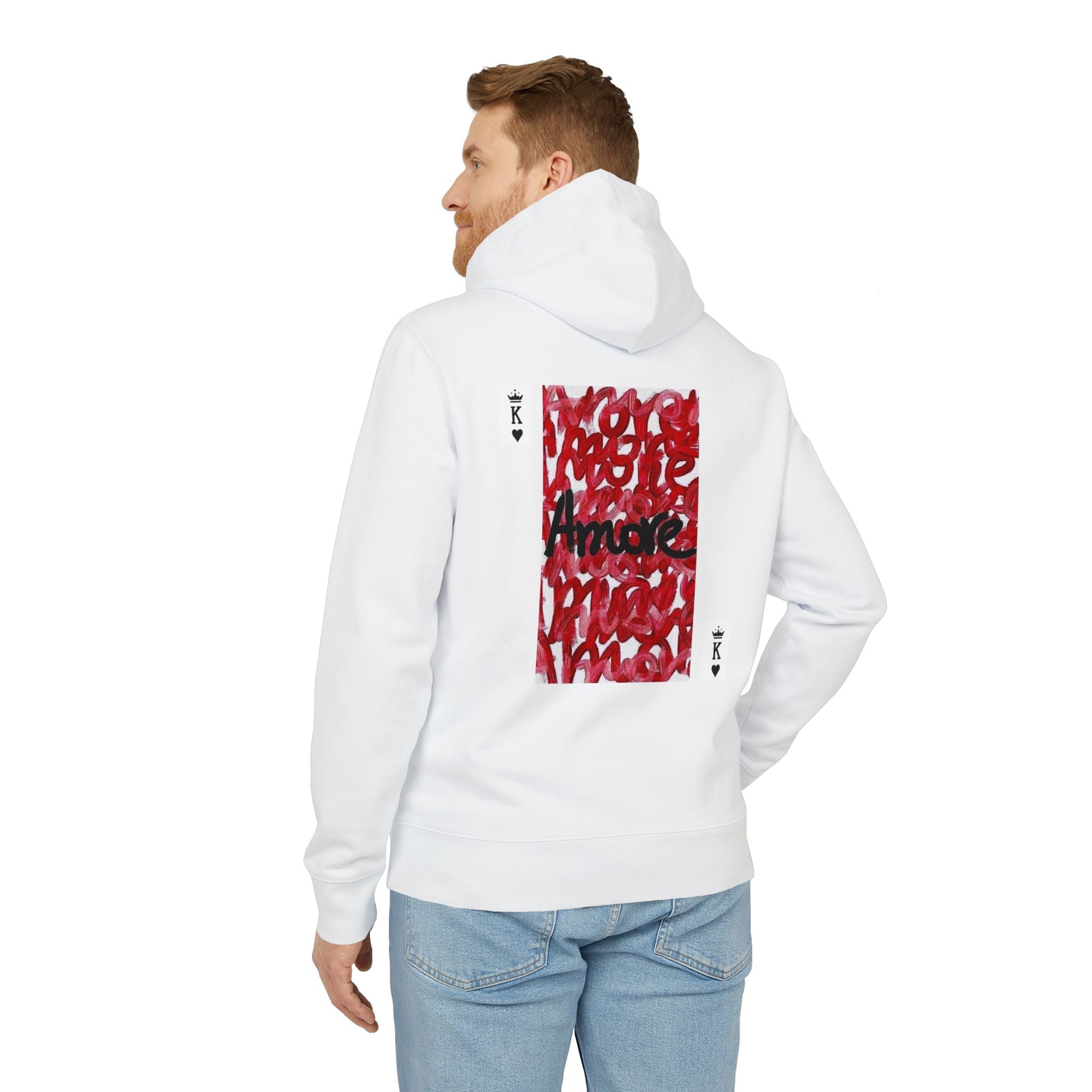 Hoodie - 'Amore' Red Script Playing Card Back Print