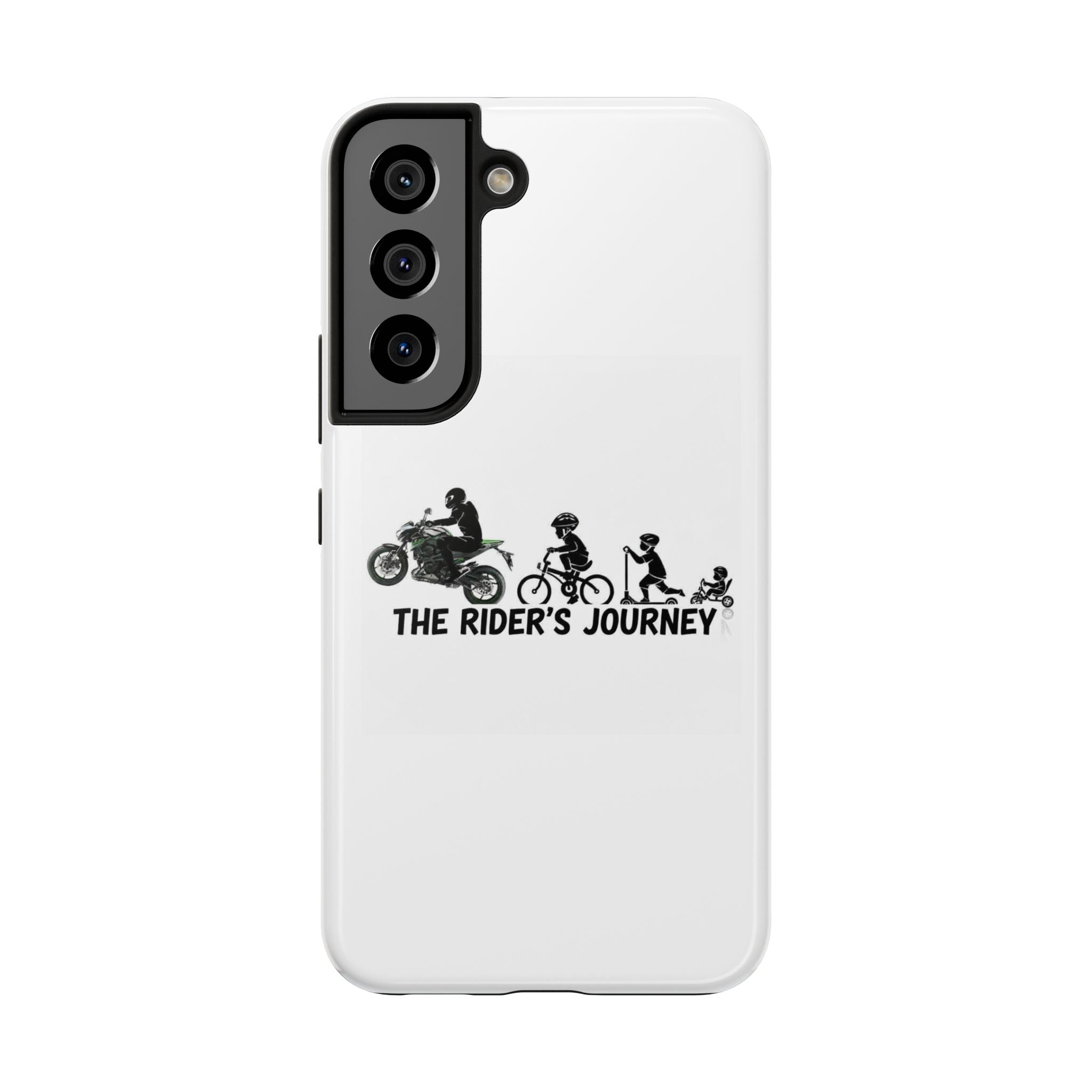 Tough Phone Case — “The Rider’s Journey” Motorcycle to Bike Silhouette Protective Cover