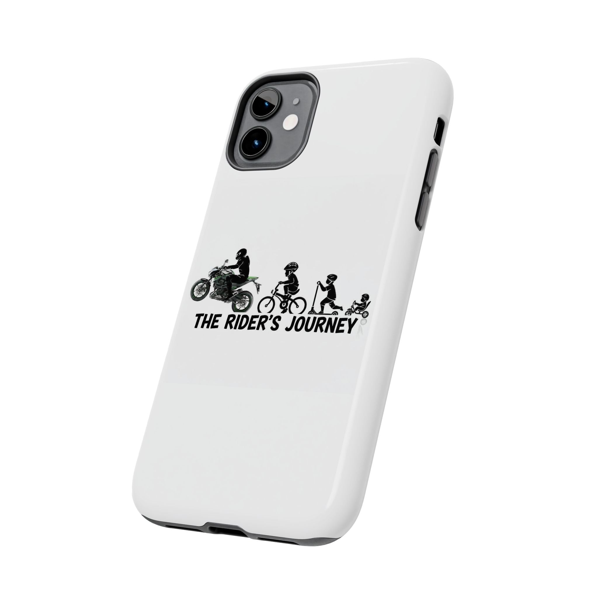 Tough Phone Case — “The Rider’s Journey” Motorcycle to Bike Silhouette Protective Cover