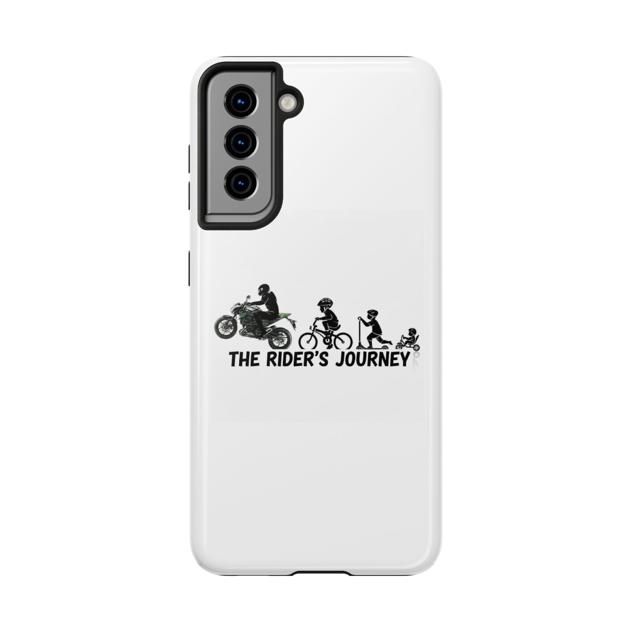 Tough Phone Case — “The Rider’s Journey” Motorcycle to Bike Silhouette Protective Cover