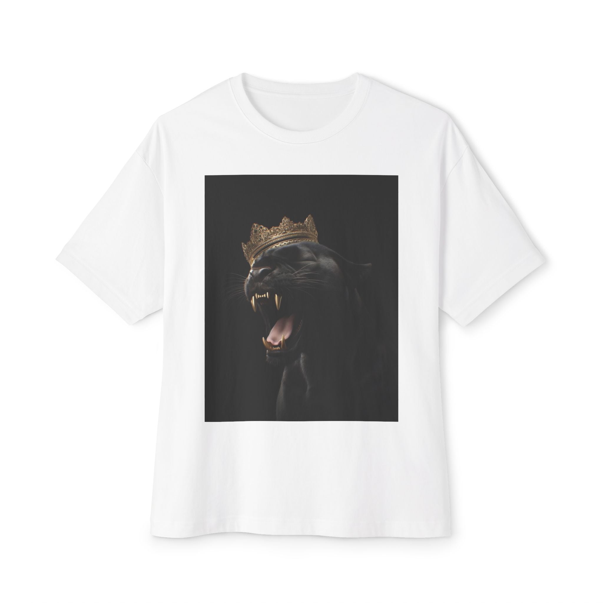 Queen Panther Graphic Tee — "What's up Queen" Oversized Boxy T-Shirt