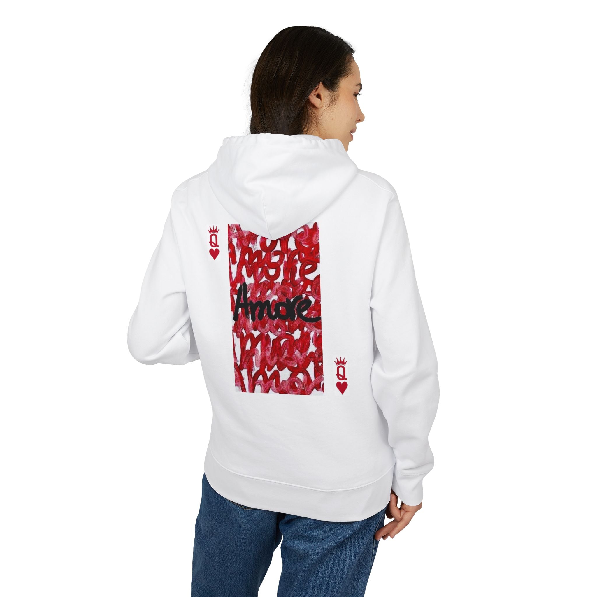 Copy of Hoodie - 'Amore' Red Script Playing Card Back Print