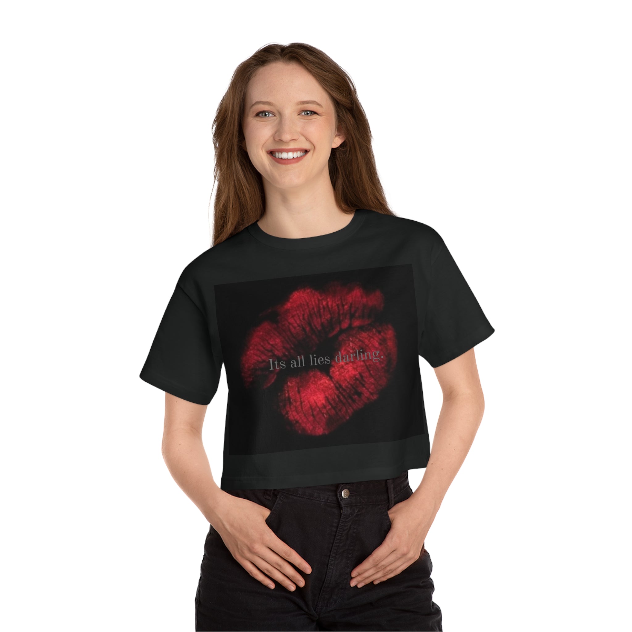 Women's Cropped Tee — Gothic 'Princess' & Red Kiss Graphic