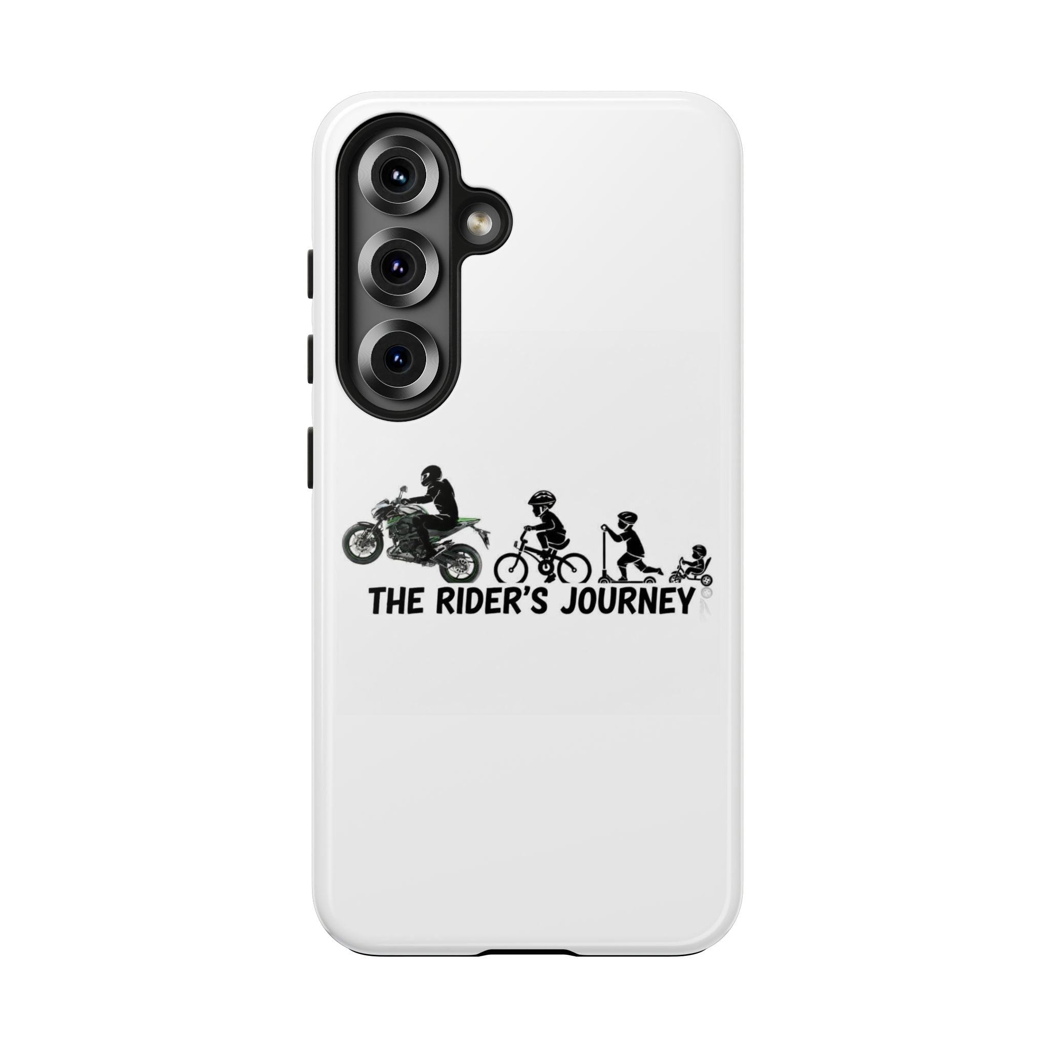 Tough Phone Case — “The Rider’s Journey” Motorcycle to Bike Silhouette Protective Cover