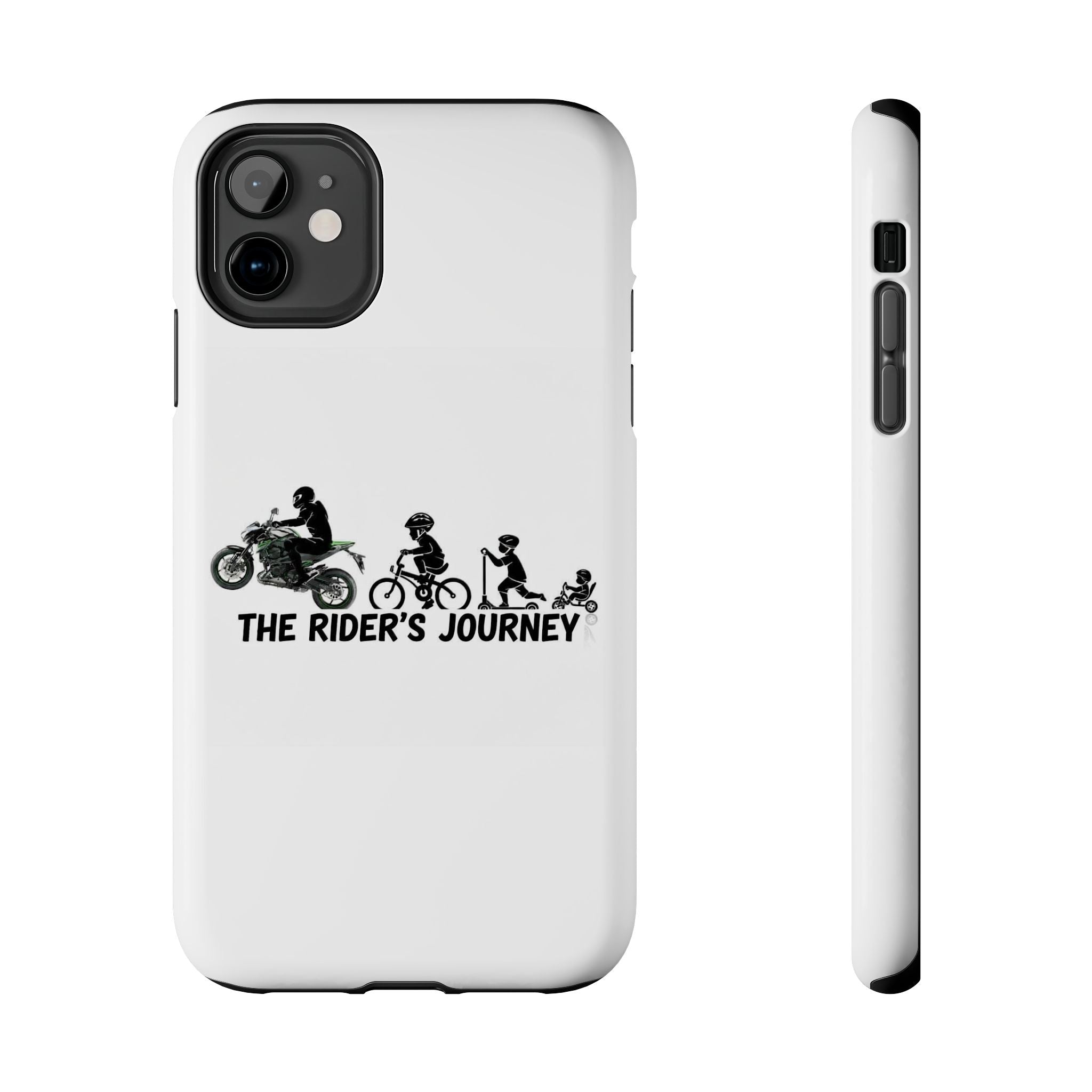 Tough Phone Case — “The Rider’s Journey” Motorcycle to Bike Silhouette Protective Cover